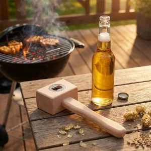 Hopfen Hammer Flaschenöffner aus Buche
